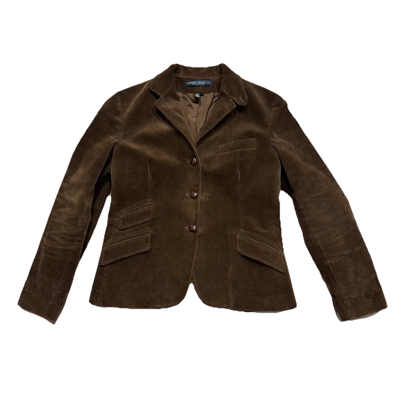 Vtg Ralph Lauren Jeans Co. Corduroy Blazer Lrg Brown Fitted Jacket Old Money 90s