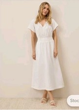 Pact Coastal Double Gauze Boho Midi Dress Ivory Size - Medium