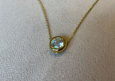 1.0 Carat Lab Created Round Diamond Bezel Set Necklace Gold Plated 925