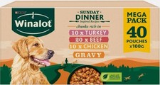 WINALOT Sunday Dinner Mixed in Gravy Wet Dog Food Pouches 40x100g 3.30 per kilo