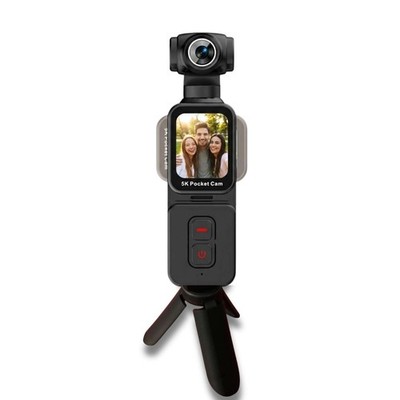 Pocket 5K Action Camera   UHD Sports Cam with 128gb SD Card and Tripod