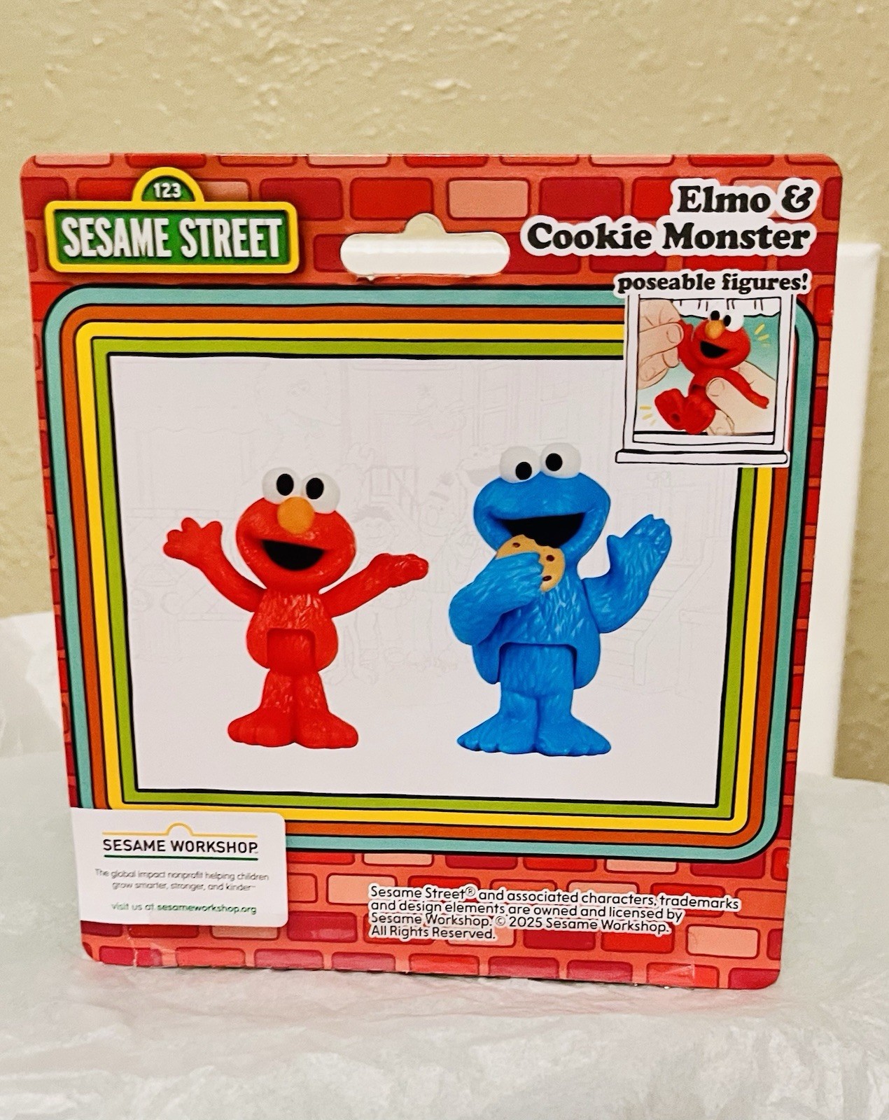 Just play Sesame Street Poseable 3”Figures Elmo Cookie Monster Bert & Ernie NIB