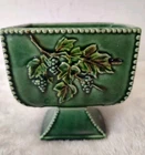 Vintage 1950s McCoy Green Pedestal Planter Raised Grape Design MCM