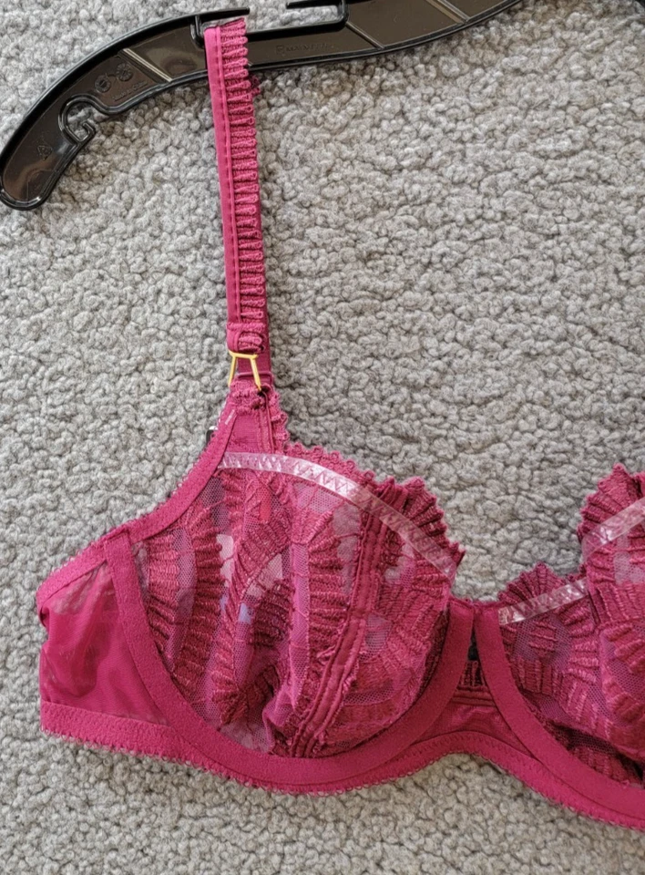 Sujetador Wacoal After Dark bordado balconette para mujer 34C rojo ciruela ajustable Foto 3 de 4