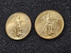 (2) 1999 UNC 1/4 oz $10 Gold American Eagle Bullion Coin VINTAGE, 1/2 OZ TOTAL