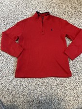 Polo Ralph Lauren Sweater Men L Quarter Zip Pullover Red Preppy Old Money Casual