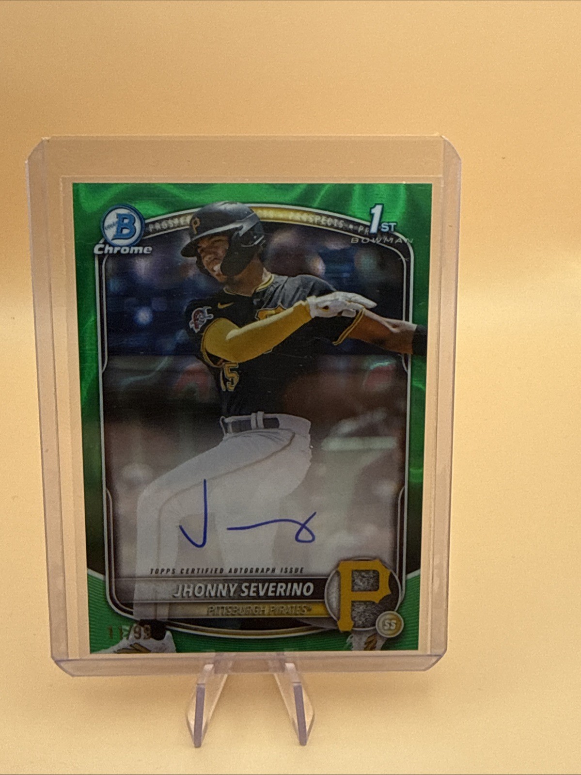 JHONNY SEVERINO 2025 BOWMAN CHROME 1ST AUTOGRAPH GREEN LAVA AUTO /99