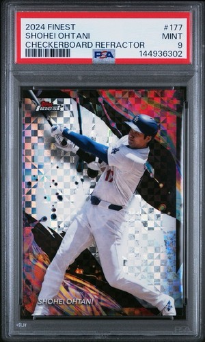 2024 TOPPS FINEST #177 SHOHEI OHTANI CHECKERBOARD REFRACTOR PSA 9 LA DODGERS