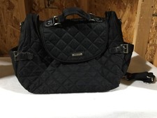 Storksak Poppy Luxe Convertible Diaper Bag Black Quilted Shoulder Strap Zip Top