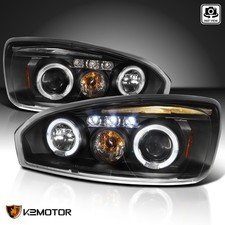 Black Fits 2004-2007 Chevy Malibu Led Halo Projector Headlights Lamp Leftright