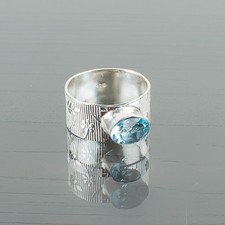 Blue Topaz Gemstone 925 Sterling Silver Ring Handmade Jewelry Ring Gift For