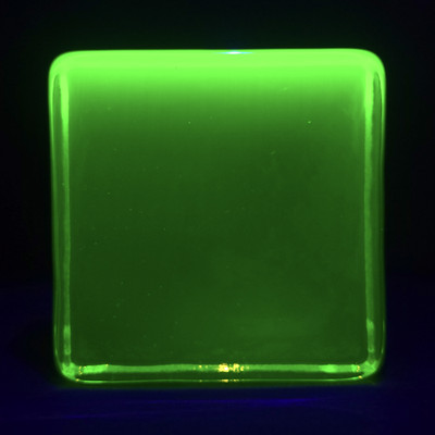 Uranium Glass Figurine 80x80 mm  Vaseline Yellow Clear Glass Block Statue