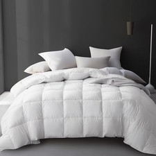 Luxury White Goose Feather Down Fiber Comforter Size, 100 King All Season