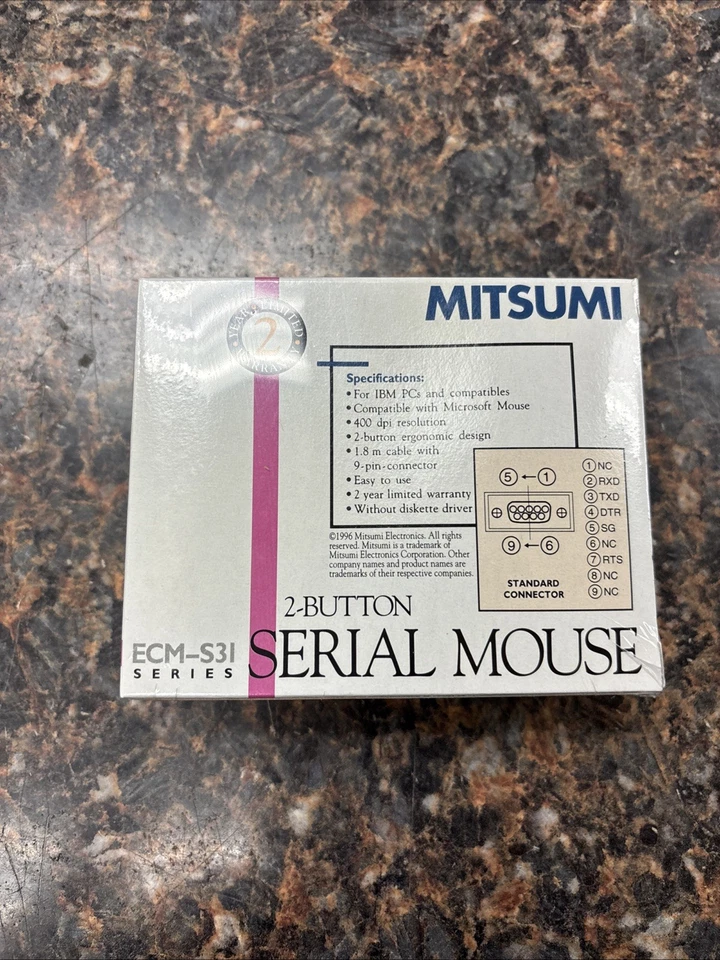 Vintage Mitsumi 2 Button Serial Mouse ECM-S31 For IBM PC & Microsoft New Sealed - Image 3 of 3