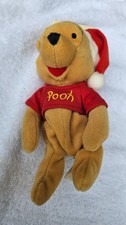 Disney Store Christmas Mini Bean Bag Santa Pooh 8 Inch NWT