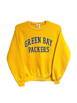 Vintage Y2K Green Bay Packers Crewneck Sweatshirt Yellow NFL Football Medium