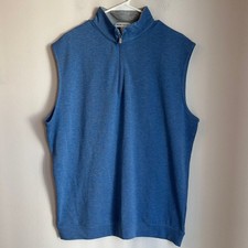 Peter Millar Blue Men golf cotton model Sleeveless Zip-Up Sweater Vest large EUC
