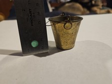 Vintage Miniature Brass and Copper Dollhouse Bucket with Handle