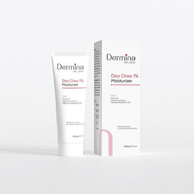 Dermina Desi Ghee 1% Face Moisturizer Peptides Rose Oil Sensitive Skin 2.1 oz