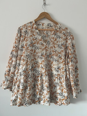 Seasalt Fountain Top Size 22 Organic Cotton VGC Bohemian Whimsy Smock V Neck