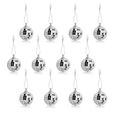 12 Pcs Silver Disco Mirror Ball for Party Decoration, Christmas Tree Wedding ...
