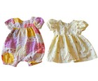 Purebaby Organic Cotton 3-6M Yellow Dress Bloomers & Patchwork Romper Lot Of 2