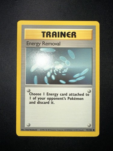 Eliminación de energía 92/102 Pokemon TCG 1999 conjunto base ilimitado común regular casi nuevo-como nuevo - Imagen 1 de 2