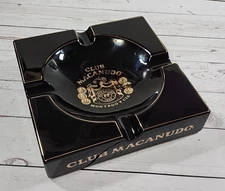 VTG Club Macanudo Black & Gold Ceramic Cigar Lounge Large Ashtray