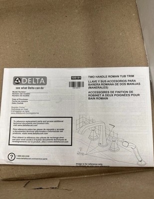 E-2. Delta Lahara Roman Tub Faucet Trim 2-Handle Chrome