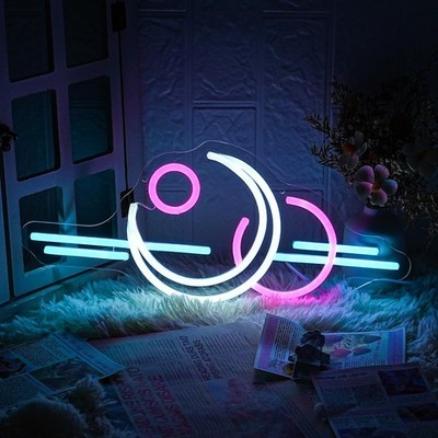 16''x7'' Sun And Moon Gift LED Neon Sign With Dimmer USB Powered Light Lamp