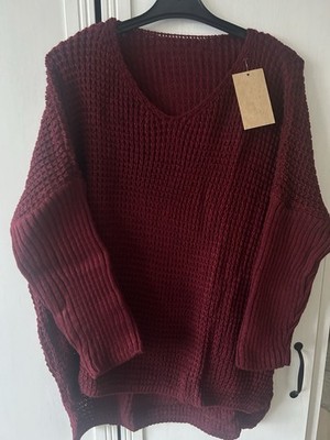 Strickpullover Damen Burgunderrot.