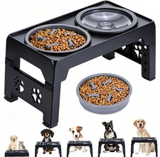 Best LALOBLUE Collapsible Dog Bowls Raised Elevated Adjust Stand Bowls, Raised