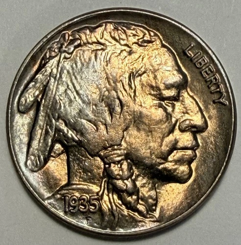 1935 Buffalo Nickel, Gem BU! Nicely Toned, Sharp Strike!
