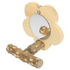 Wooden Bird Perch with Mirror 1 Parrot Toy for Cage and Exercise