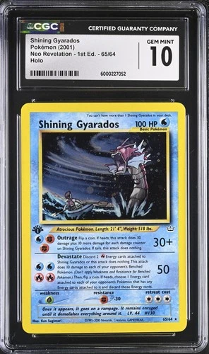 Pokémon 2001 Shining Gyarados Holo Neo Revelation - 1st Ed. #65 CGC 10 *SWIRL*