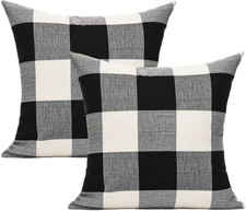 Outdoor Farmhouse Buffalo Plaids Throw Pillow Covers 18X18 Set of 2 Black White