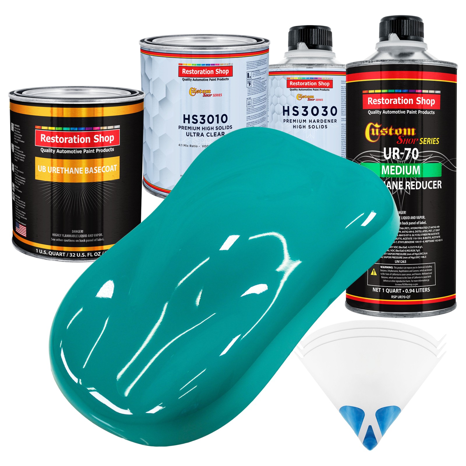 Deep Aqua Premium Quart Urethane Basecoat Clearcoat Auto Paint Kit
