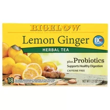 Bigelow Tea Lemon Ginger Herbal Tea Plus Probiotics 18 Bag(S)