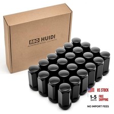 24pcs M14 x 1.5 Lug Nuts, 1.8" (45mm) Closed-End One-Piece Conical Seat, Black
