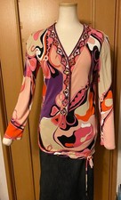 [SALE] Emilio Pucci One Piece Allover Pattern Multicolor VNeck Long Sleeve with 
