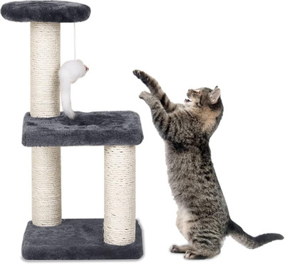 Compact Cat Tree with Scratching Post & Toys - Easy Assembly for Small Cats