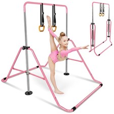 Gymnastics Bar Gymnastic Equipment for Home Adjustable Height Pink