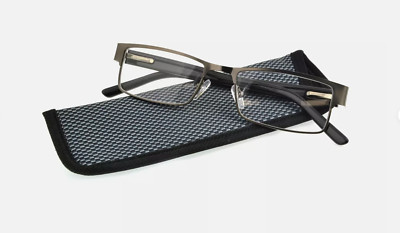 Foster Grant CHIP Men's Reading Glasses GUNMETAL RECTANGULAR