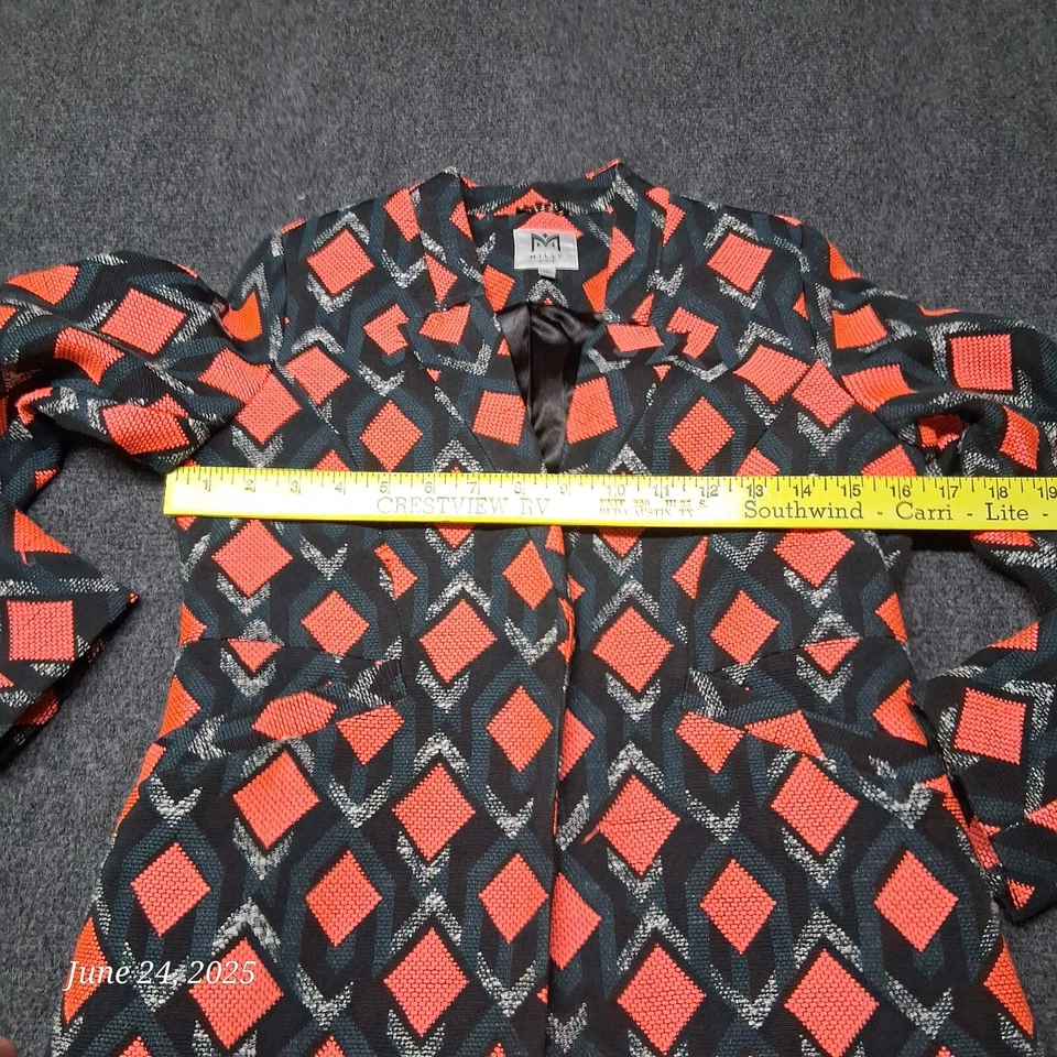 Abrigo largo Milly Minis niñas talla 12 naranja y negro diamante Foto 4 de 4