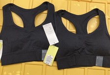 2 Womens All in Motion Medium Support Seamless Racerback Sports Bra Black Sz M