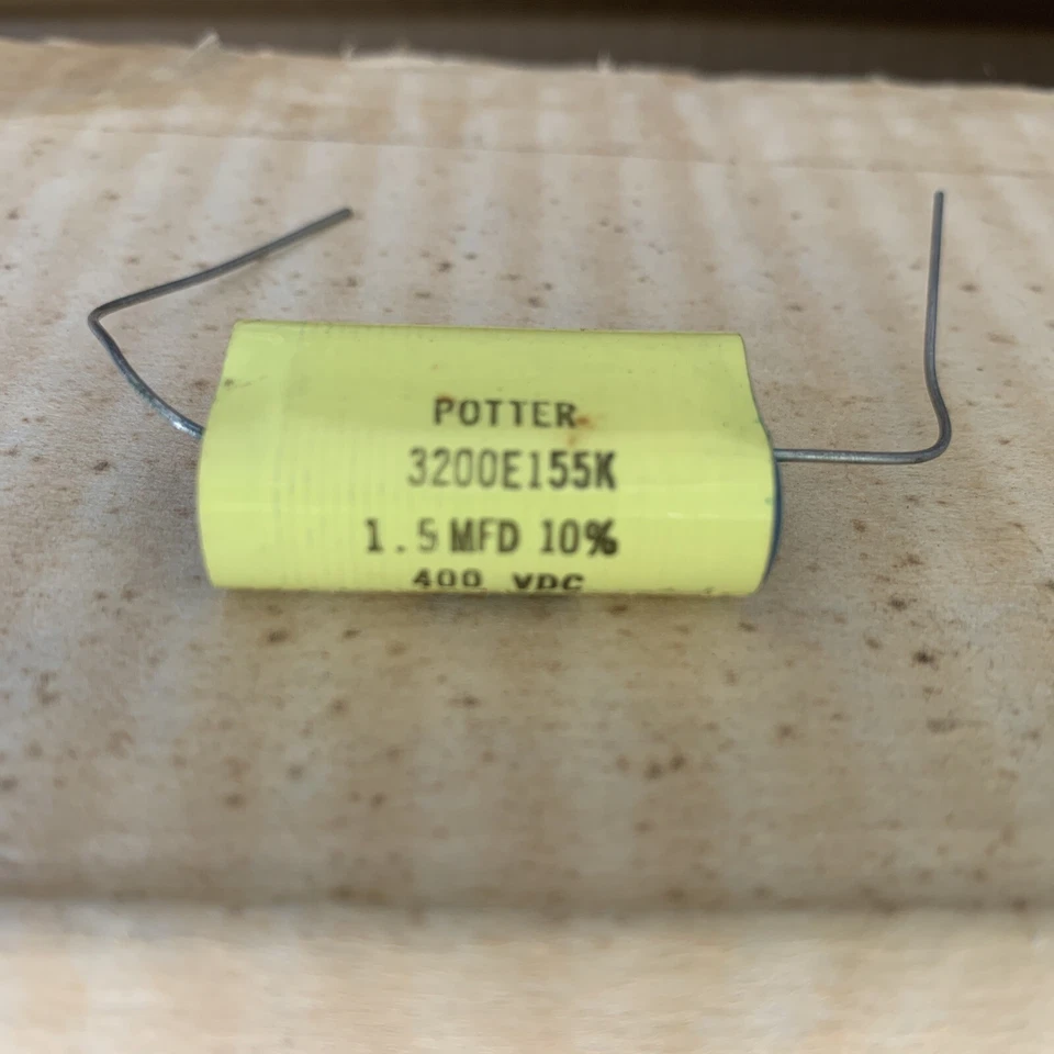 10 peças Mylar Capacitor Potter 3200E155K 1.5mfd 10% 400vdc novas peças antigas de estoque - Imagem 2 de 4