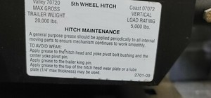 5th wheel hitch - Valley Xtreme 20K