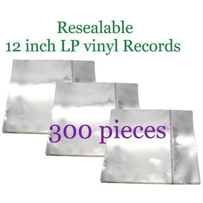 Resealable Outer Plastic Sleeves for 12 inch LP Records 12" vinyl 300 pieces - Photo 1/3