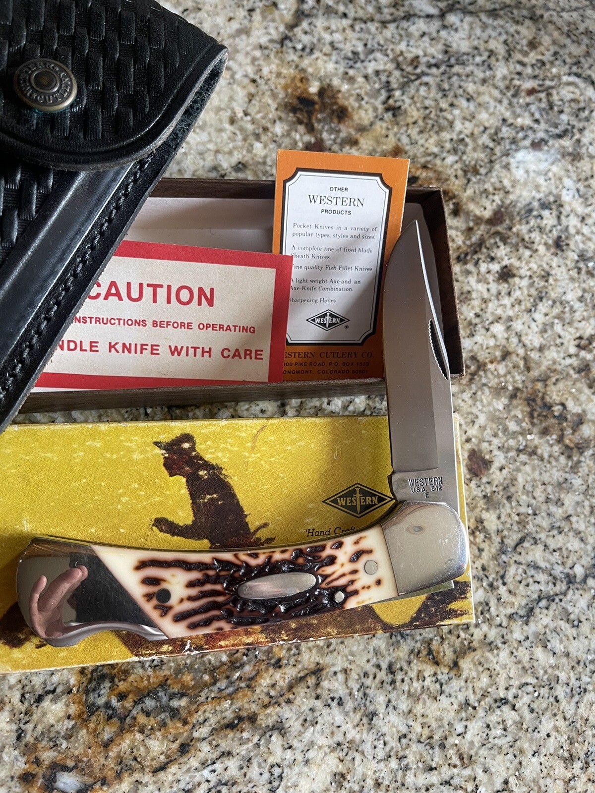 VINTAGE WESTERN FOLDING HUNTER KNIFE MODEL 542 C827 eBay