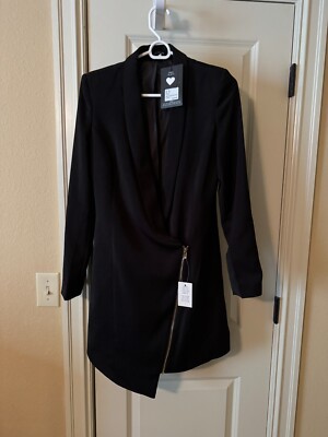 New With Tags Missguided Black  Cocktail Dress FRONT ZIP Sz 8
